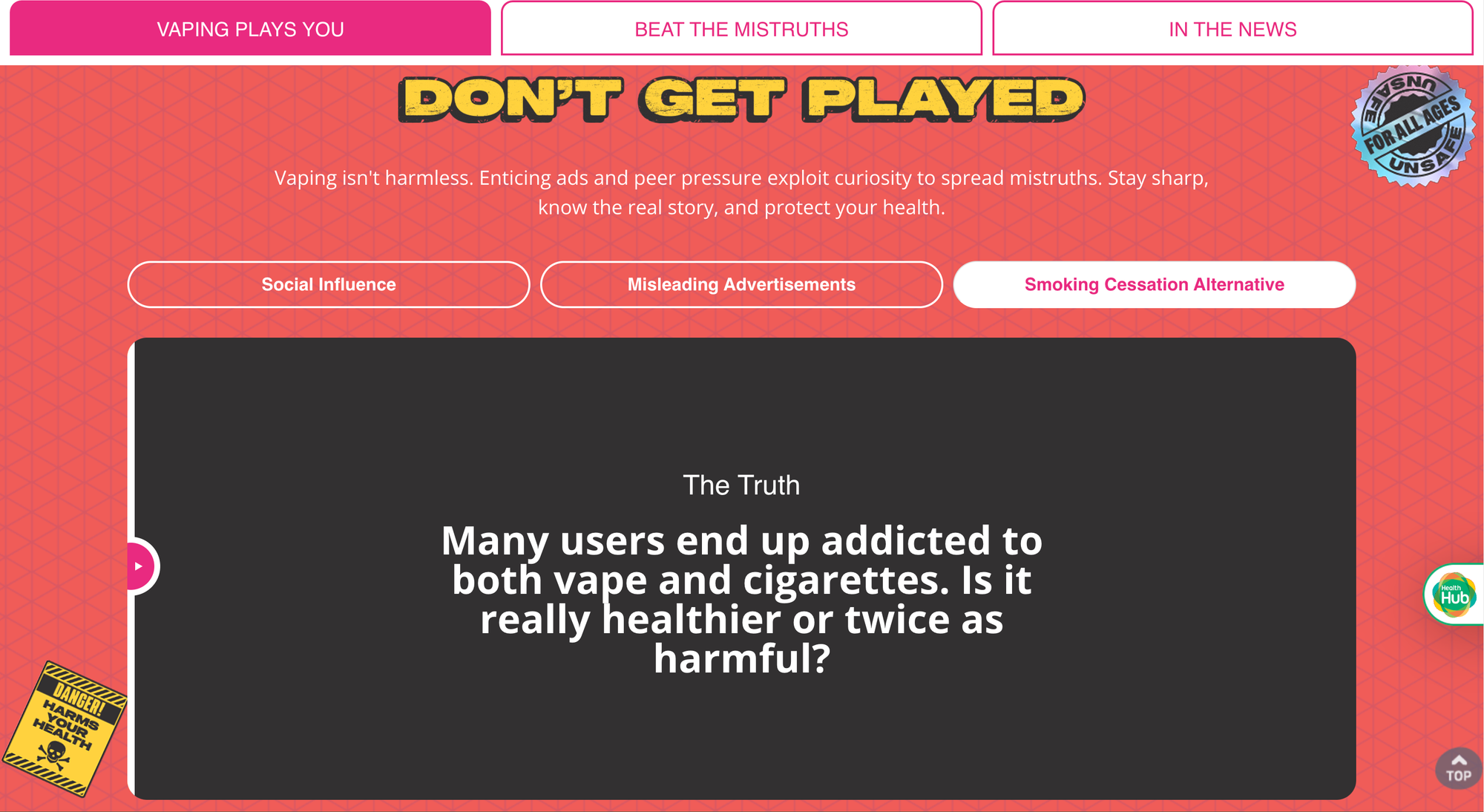From the Vaping Plays You page on HealthHub.