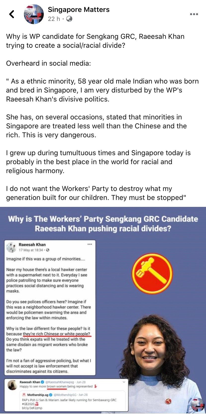 GE2020: "Hallo police? Someone is talking about race and racism!"